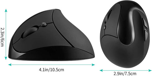 AURTEC Left-Handed Mouse, Rechargeable 2.4G Wireless Ergonomic Vertical Mice with USB Receiver, 6 Buttons, 3 Adjustable
