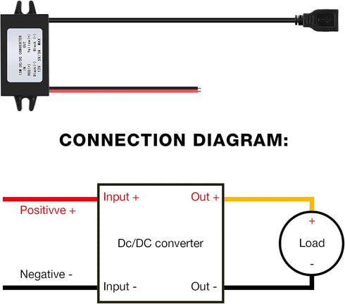 Weewooday 12v to 5v DC Converter Buck Module, USB Output Power Adapter, DC Car Power Converter Regulator (1 Piece)