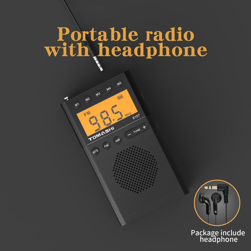 AM FM Portable Radio with Loud Speaker, Headphone Jack, 2AAA Battery Operated Radio for Long Range Reception