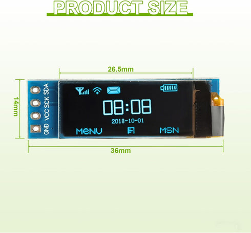 EPLZON 5 Pack 0.91 inch 128x32 OLED IIC Display Module Pixel Mini Self-Luminous Display Screen Board for Arduino