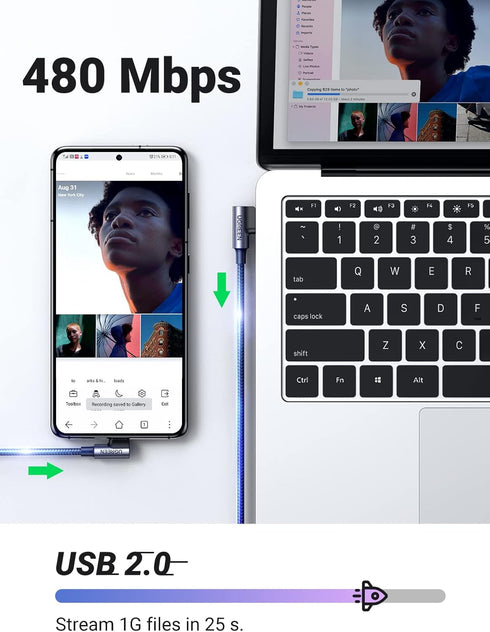 UGREEN 10FT USB to USB C Cable, 90 Degree Fast Charging for iPhone 15, Samsung Galaxy S10, Pixel 7, and more.