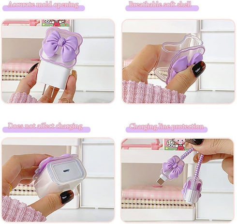 Andy's Orchids Cute Charging Cable Protector: Bow Knot Charging Protector Cover for iPhone 18/20W