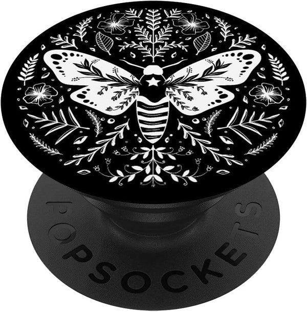 Magical Moth Goth Line Art PopSockets Swappable PopGrip
