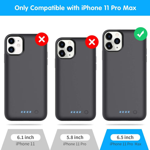 7800mAh Battery Case for iPhone 11 Pro Max, Extended Portable Charging Pack, 6.5-inch Waterproof, Black