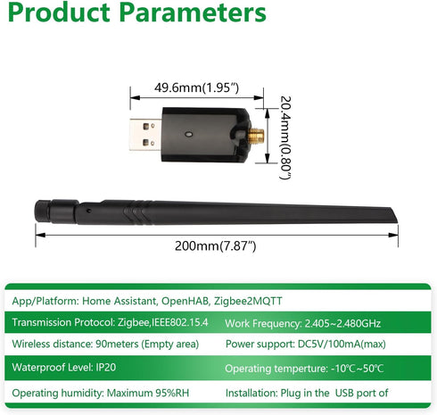 WENGART 3.0 U0335, Zigbee2MQTT, USB Zigbee Dongle Gateway Universal Zigbee Coordinator for Home Assistant, openHAB