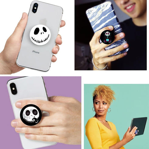 3 Pack Multifunction Cell Phone Stand Holder and Grip, Cute White Black Cartoon Foldable Phone Kickstand Mount