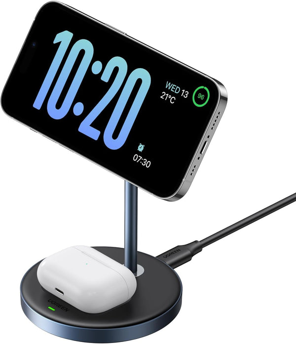 UGREEN MagFlow 2-in-1 Magnetic Wireless Charging Station for iPhone 16 15 14 13 12 Series