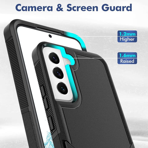 Samsung Galaxy S22 Plus Case, Dual Layer Protective Heavy Duty Cell Phone Cover with Screen Protector, Black