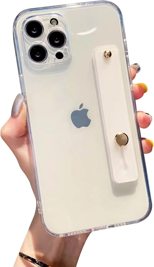 siduater Strap Holder Case for 6.7" iPhone 15 Pro Max with Kickstand, Shockproof Translucent PC Back Cover