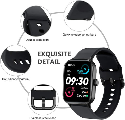 Bands Compatible with IDW13,IDW16,IDW19 Smartwatch Band, 3 Pack 22mm Soft Silicone Replacement Strap Watch Band for Fitpolo/Woneligo W3 Smartwatch