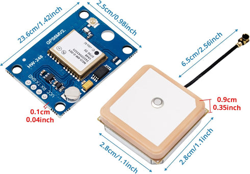 hiBCTR 2-Pack GY-NEO6MV2 NEO-6M 3V-5V 2.5 GPS Flight Controller Module with Super Ceramic Antenna for Arduino EEPROM