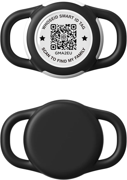 QR Code Airtag Holder - Waterproof Full Body Protection Anti-Lost Case for Dog, Cat, Collar, Backpack (Black, Small)