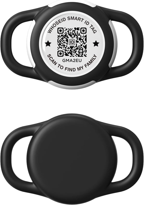 QR Code Airtag Holder - Waterproof Full Body Protection Anti-Lost Case for Dog, Cat, Collar, Backpack (Black, Small)