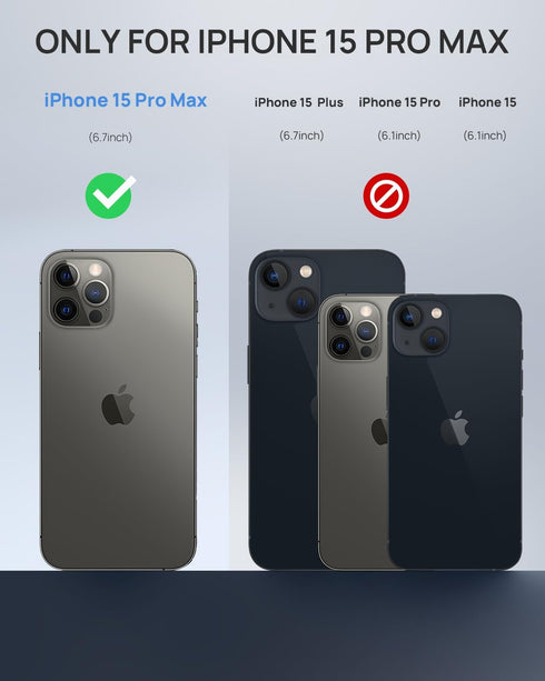 Lanhiem Magnetic Case for iPhone 15 Pro Max, IP68 Waterproof Dustproof Full Body Heavy Duty Cover with Built-in Screen
