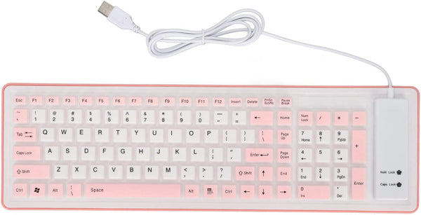 Heayzoki 103 Keys Foldable Silicone Keyboard, USB Wired Rollup Keyboard, Soft Rubber for PC Notebook Laptop Desktop
