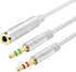 Headphone Y Cable Splitter Adapter for Computer, 3.5mm Female to 2 Dual 3.5mm Male, Gold-Plated Audio Mic Y Cable
