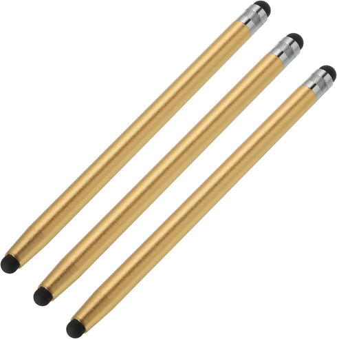 MECCANIXITY 3pcs Stylus Pens for Touch Screens, Dual Rubber Tips Capacitive Universal Tablet Pen, Champagne Gold