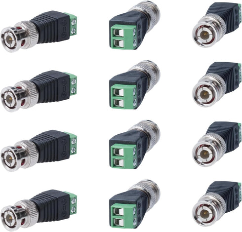 Cctv4Less BNC Male Balun Connector for Coax CAT5, CAT6, CAT7 to BNC Male Adapter - CCTV Video Transmission