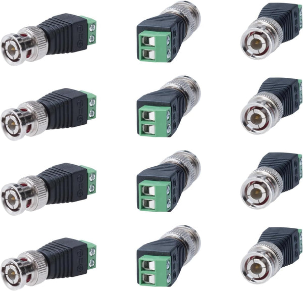 Cctv4Less BNC Male Balun Connector for Coax CAT5, CAT6, CAT7 to BNC Male Adapter - CCTV Video Transmission