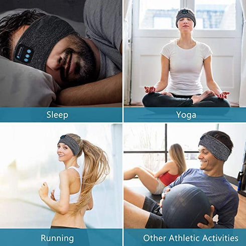 Wireless Bluetooth Sports Headband Headphones, Ultra-Thin HD Stereo for Sleeping, Workout, and Travel (Gray)