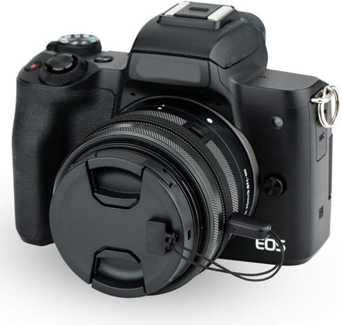 2-Pack 49mm Front Lens Cap Cover - Deluxe Cap Keeper for Canon EOS R100 R50 R10 with RF-S 18-45mm Kit Lens