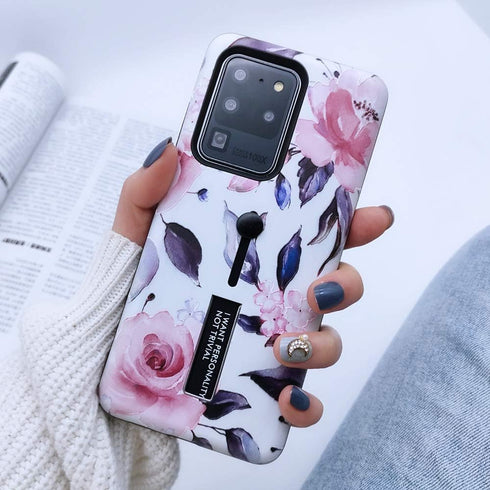 Compatible with Samsung Galaxy S20 Ultra Case, Rugged Shockproof Slim Fit Dual Layer, 3D Embossed Pink Flowers White