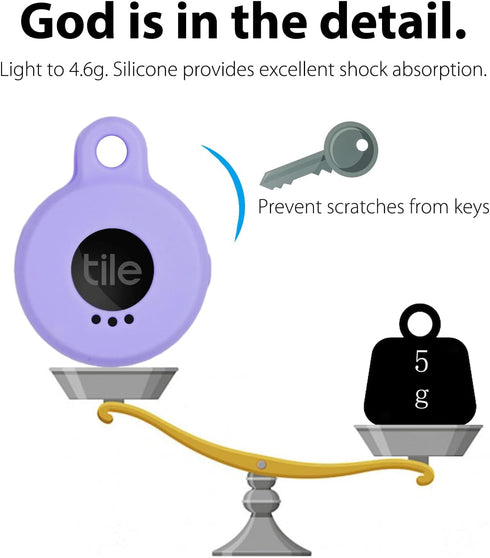 Silicone Case for Tile Sticker 2022, 2 Pack Anti-scratch Cover with Keychains, Carabiner (Pink/Purple)