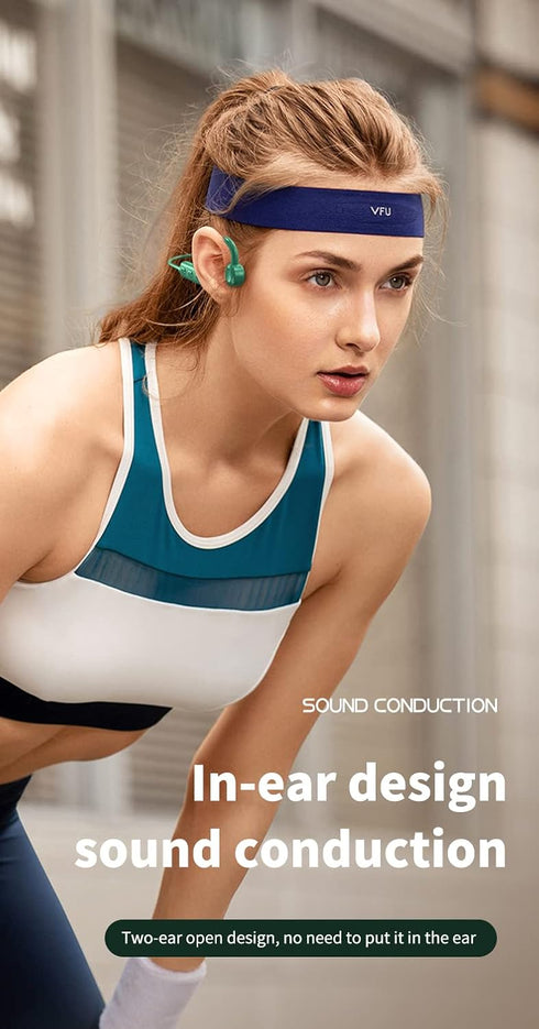 Sports Bone Conduction Bluetooth Headset, Sweatproof Waterproof Wireless Earphones for Running, Gym, Hiking, Cycling
