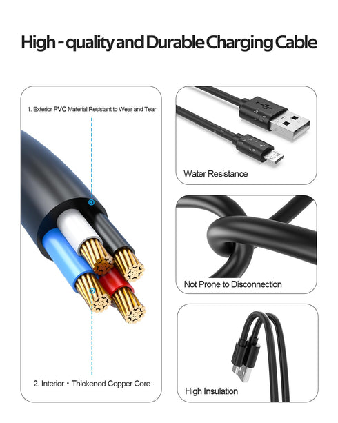 5 PS4 4, Superer ft Micro USB Charging Cable Fit for Controller, DualShock Xbox One S/X, Roku Streaming Stick, Kindle