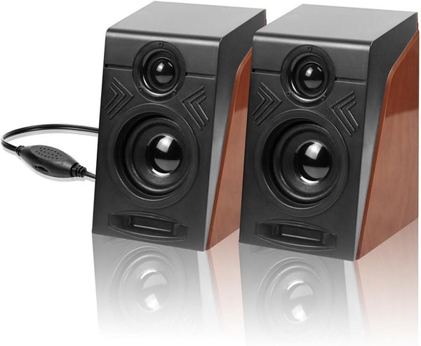 Wired Desktop Speaker, USB Powered 3.5mm Aux Multimedia Speakers, Mini Sound Bar for PC, Tablets, Laptop