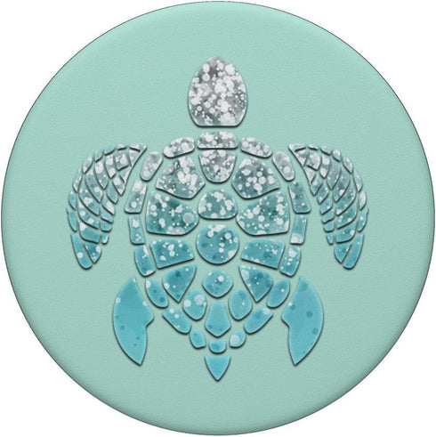 Light Blue Turtle Green Mint Color Effect PopSockets Standard Grip