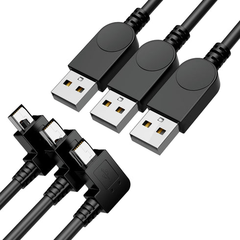 Mini USB Cable, 90 Degree USB 2.0 A to Mini B, Right Angle USB 2.0 A-Male to Mini-B Adapter Cord, 3pcs for Dash Cam