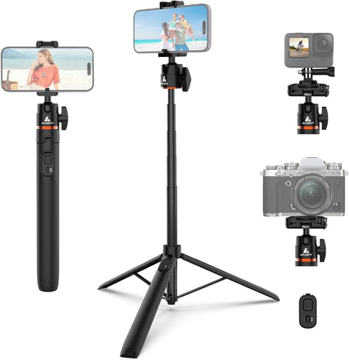 ailight 60" Extendable Travel Tripod & Selfie Stick with Cold Shoe & Wireless