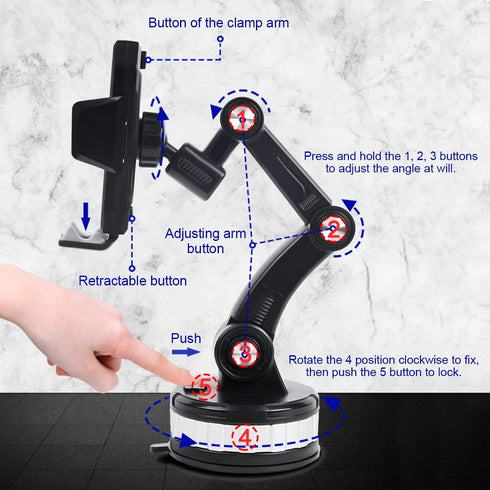 Car Phone Mount, 360° Rotatable Upgraded Holder with Suction Cup for Dashboard, Windshield, Universal for iPhone 13/12