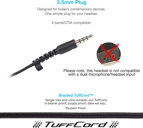 Cyber Acoustics Stereo PC Headset (AC-4000), 3.5mm Connection, Noise Canceling Microphone for PC, Mac, Tablets