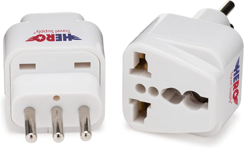 Hero Premium US to Italy Power Adapter Plug, Type L, Pack of 3, Grounded