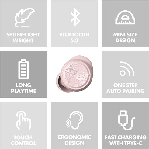 PALOVUE Wireless Earbuds, Bluetooth 5.3 in-Ear Earphones with 35H Playtime & Deep Bass Stereo for Sport