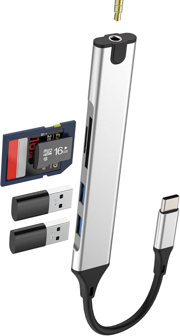 Kefiany USB C Hub Docking Station (5in1) Type C to 3.5mm Jack OTG