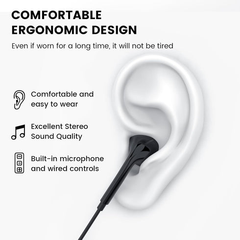 MOSWAG Wired Earbuds with Microphone, 3.5mm Jack in Ear Headphones for Smartphones, Computers, Laptops, MP3 Players
