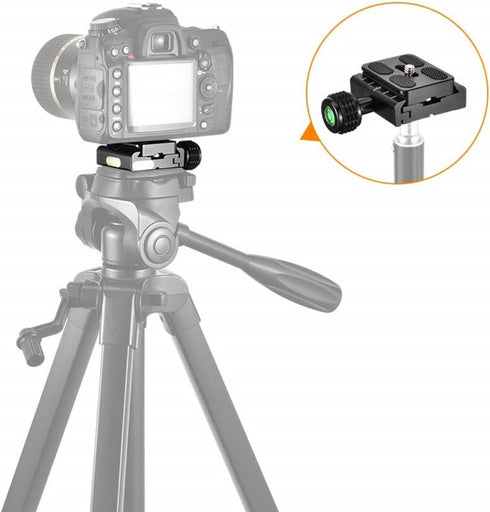 UTEBIT 50mm Arca Swiss Quick Release Plate, Aluminum QR Clamp Adapter with 3/8"&1/4" Screw Hole, Built-in Bubble Level