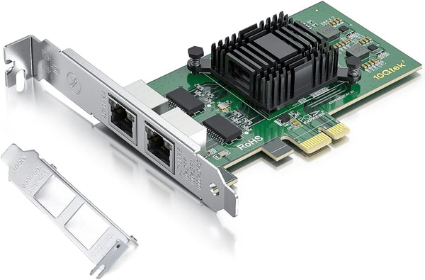 Gigabit Dual NIC with Intel 82576 Chip, 1Gb Network Card, 2 RJ45 Ports, PCI Express 2.1 X1, Ethernet Card for