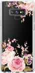 Slim Shockproof Clear TPU Case for Galaxy Note 9 - Flexible Phone Cover with Rose Flower Design