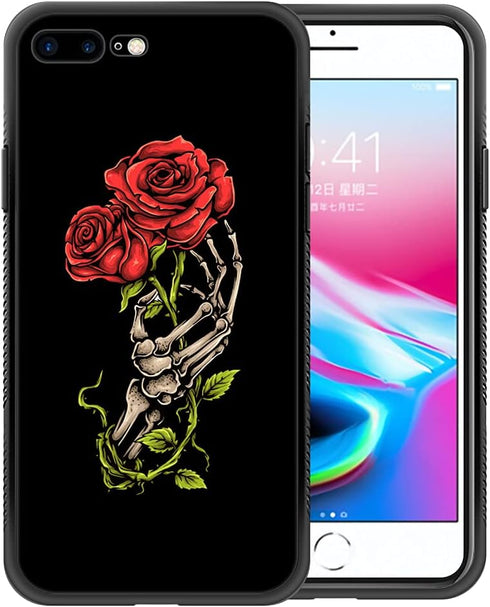 ZHEGAILIAN Red Rose Skull Case for iPhone SE 2022, Shockproof Soft TPU Bumper, Non-Slip Design, 4.7-inch.