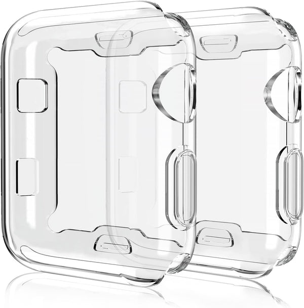 2 Pack Clear TPU Protective Case for Apple Watch 38mm, Ultra-Thin Screen Protector for Series 2 & 3