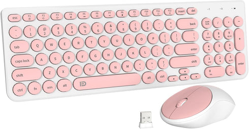 FD iK6630 Wireless Keyboard and Mouse Combo - 2.4GHz USB Cordless, Cute Round