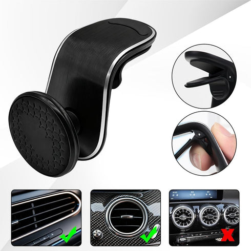 Surosha 360 Strong Magnetic Car Phone Holder, Car Phone Mount Holder, Rotatable L-Shape Air Vent/Dashboard Mount