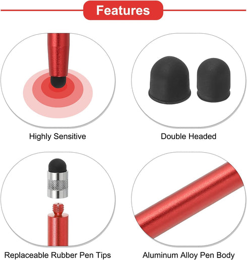 MECCANIXITY 3pcs Stylus Pens for Touch Screens, Dual Rubber Tips Capacitive Stylus, Universal Tablet Pen Sensitivity