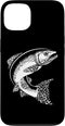 Fun Gift Designs Salmon Fish Vintage Etched Woodcut Fishing Concept Case for iPhone 13