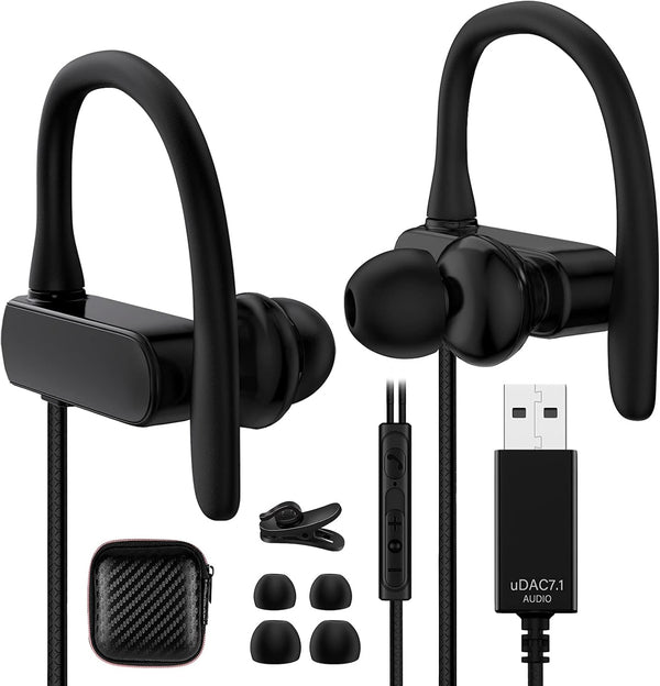 TITACUTE USB Earphones, 2.5M Wired Headphones with Microphone, Mute Volume Control, Noise Canceling for PC Laptop