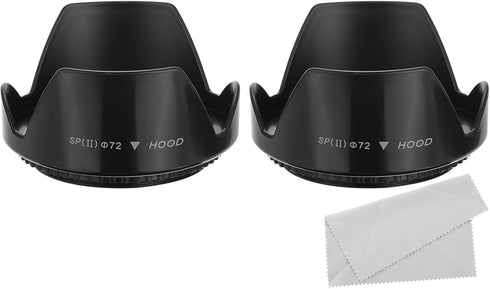 PATIKIL 72mm Camera Lens Hood, 2Pcs Flower Protector with Cloth, Anti-Reflection for Nikon, Fujifilm, Pentax